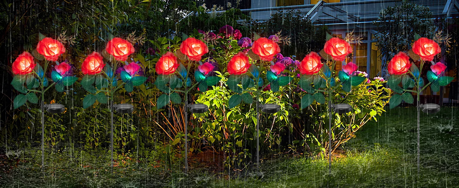 Description Picture 6 of itemRed Rose Solar Lamp Ground Outdoor Waterproof Yard Power LED Artificial Flower Light for Courtyard Landscape Garden Decoration
