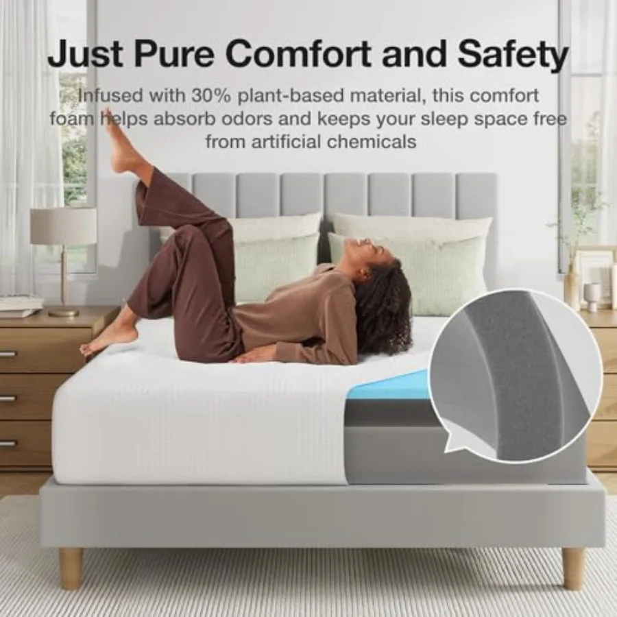 Twin Size Mattress 10 Inch Twin Bed Mattress with Gel Memory Foam for Cooling Night Sleep Pressure Relief CertiPURUS Certified