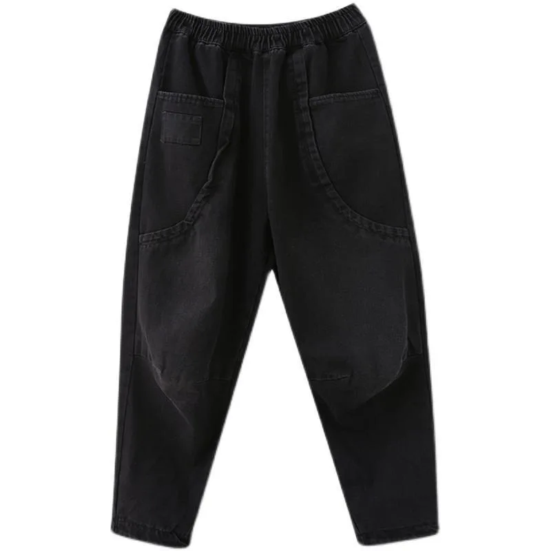 Woman Harlan Pants Jeans Elasticity Double Pockets Autumn New High Waisted Extravasation Tide Y2k Shorts