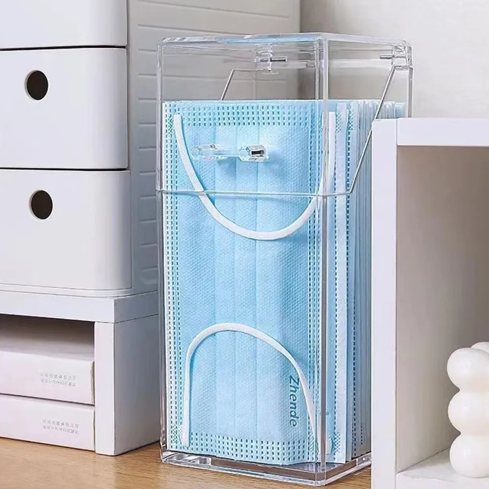 1/3PCS Transparent Storage With Dust Mouth And Nose Cover Door Desk Entrance Mask Box_voghion.com
