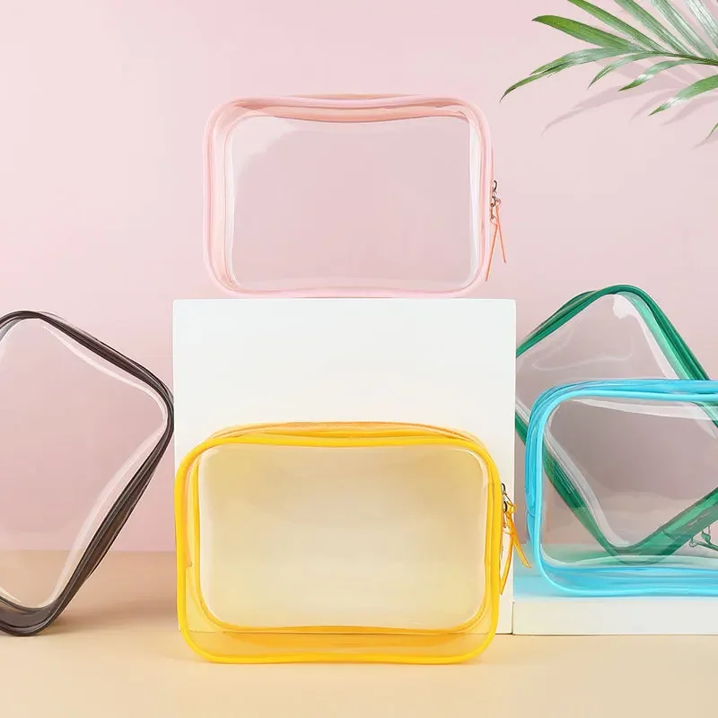 

Women's Makeup Bag Case Summer PVC Clear Make Up Travel Zipper Bag Cosmetic Organizer Box Makeup Bags Girl Wash Clear Case