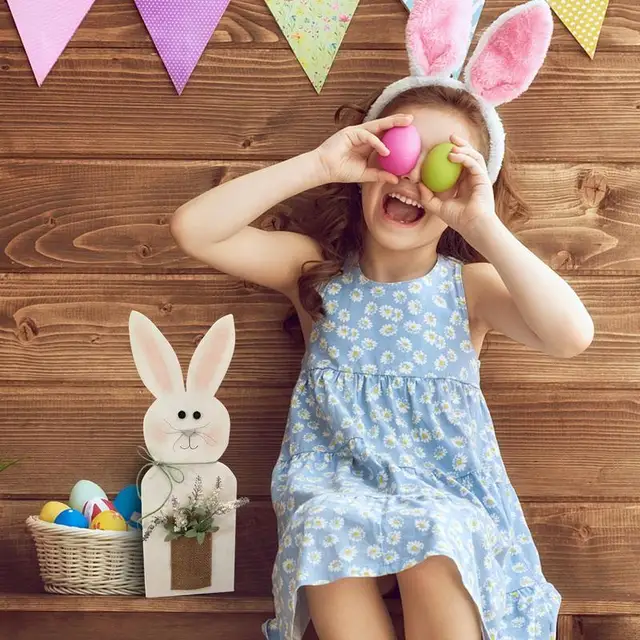 Fehér Fa Húsvéti Nyúl Dekoráció Otthoni Nyuszi Jelzőház Tavaszi Parti Középpont Parasztház - Image 5