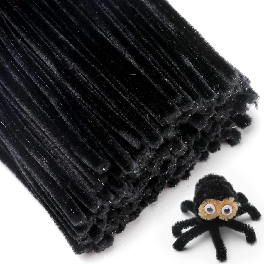Pipe Cleaners, 300pcs Pipe Cleaners Black, 11.8 Ins Cleaners Craft, Chenille Stems, Great for DIY Arts and Crafts Projects