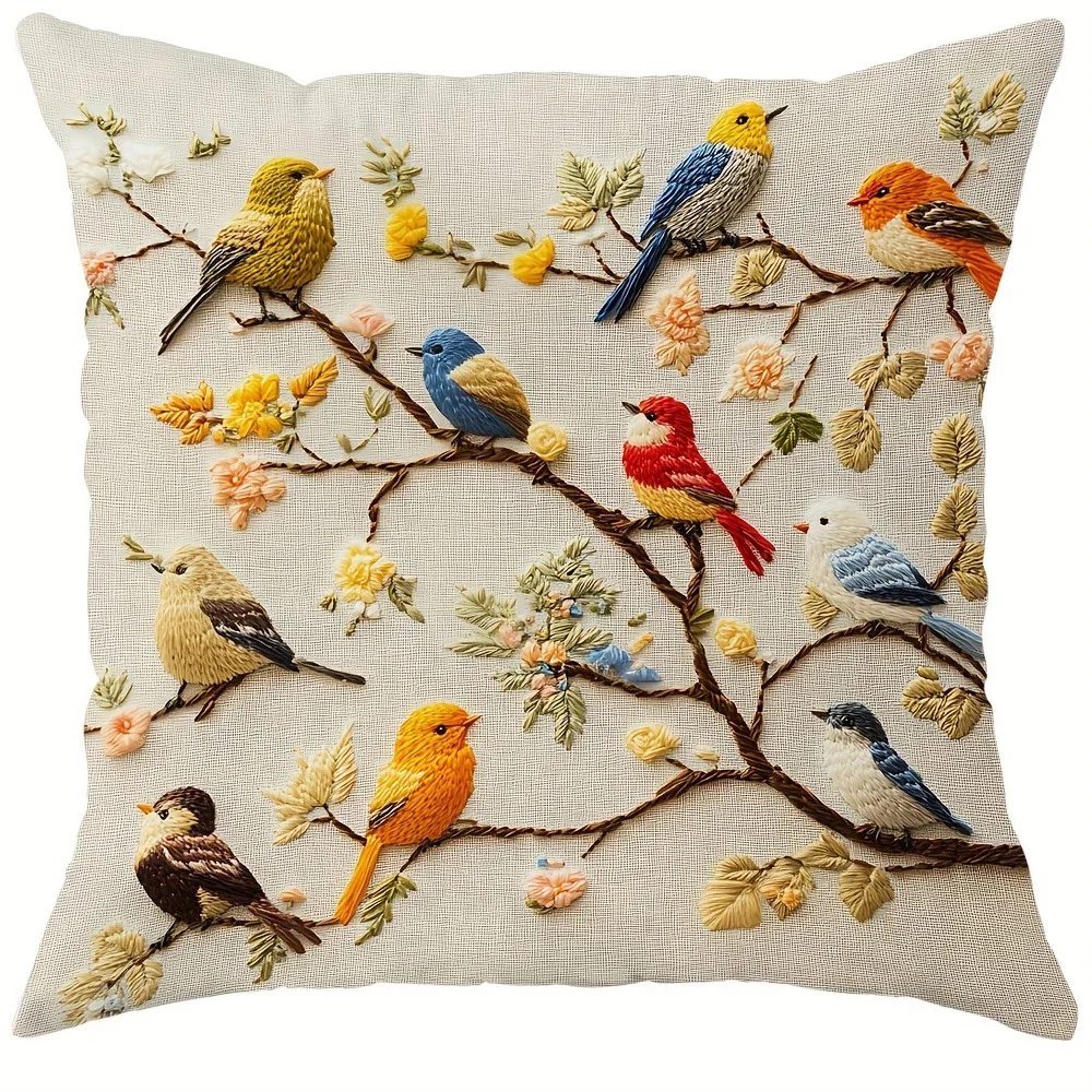 Colorful Songbirds A4 pillow cover