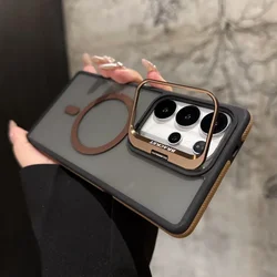 Elegant Dual - Tone Magnetic Shock - Absorbing Protective Case with Luxury Metal Bracket - SAM S24 Ultra (Desert Gold)