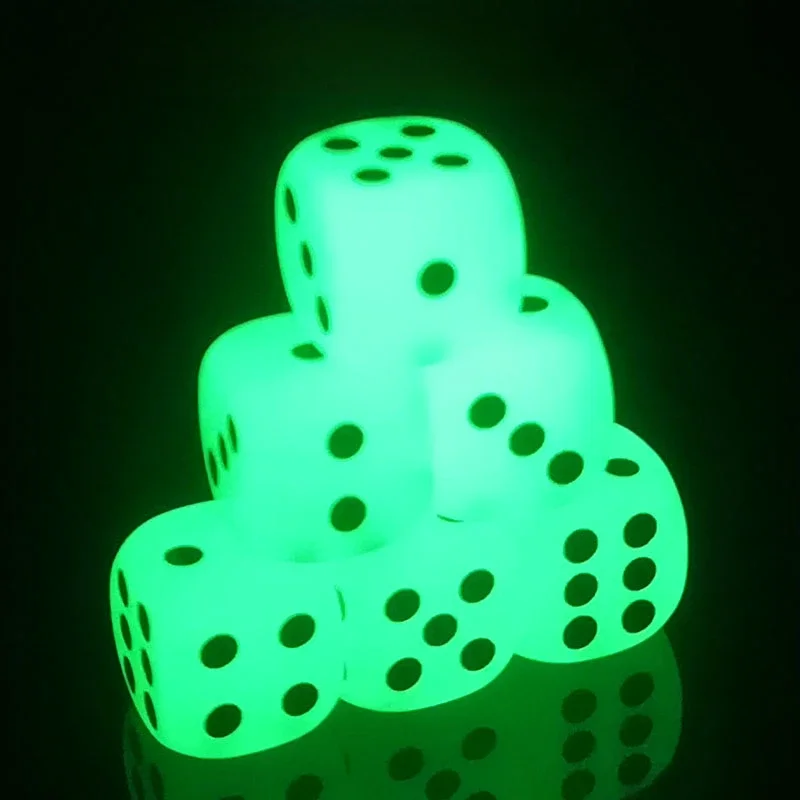 14mm Luminous Dice 6 Sided Glowing in Dark Digital Dice for Night Bar Pub KTV Entertainment Board Game Table Game 6pcs/lot game dice dice set acrylic dice