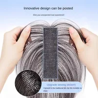 No Clip Toppers frange de cheveux humains amélioré pâte magique Toppers de cheveux frange pour les femmes couverture de cheveux moelleux patchs de coutures de cheveux étamés 4