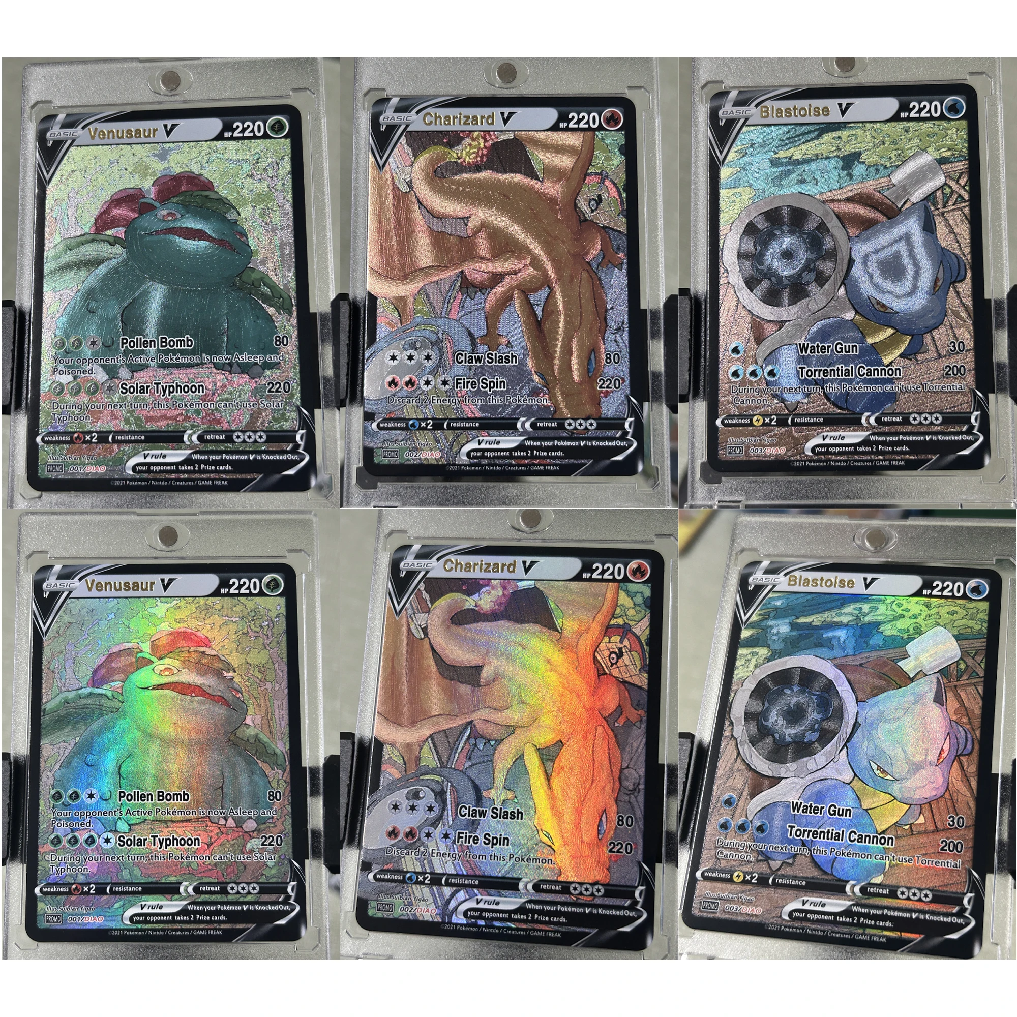 

Diy New 3Pcs/Set Pokemon Coarse Color Flash Card Charizard Venusaur Blastoise Gift Toy Game Anime Collection Cards