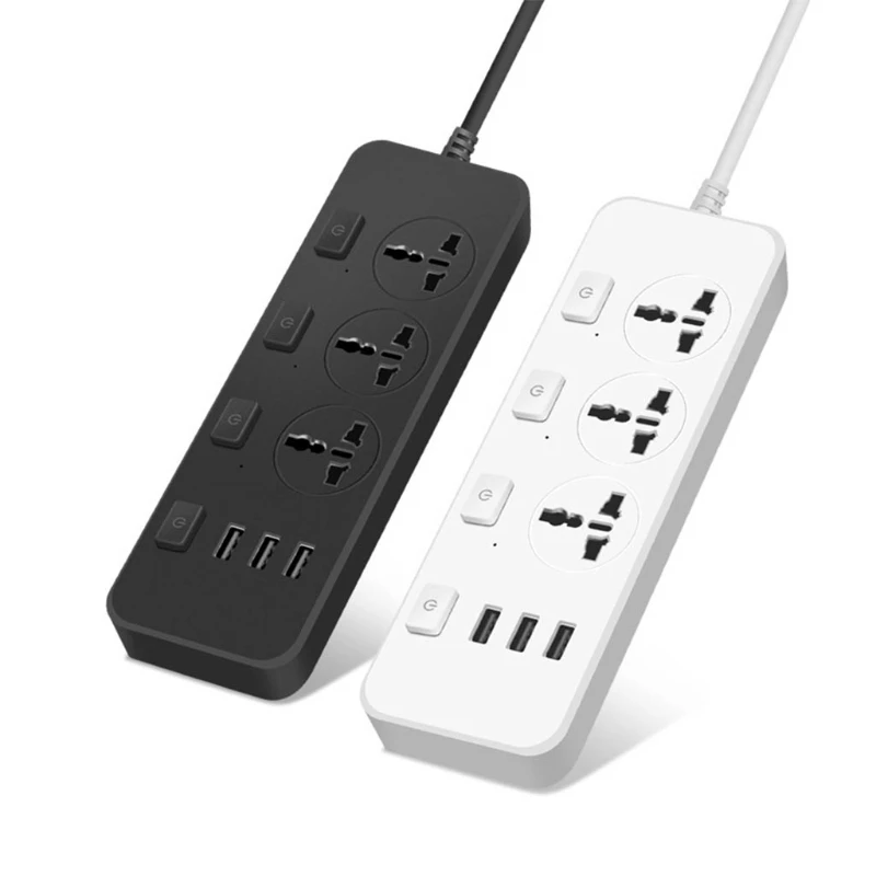 

5V2.1A Multi-purpose Power Strip Protector with 3 USB Ports & 3 Outlets Adapter for Home Office Hotel Travel