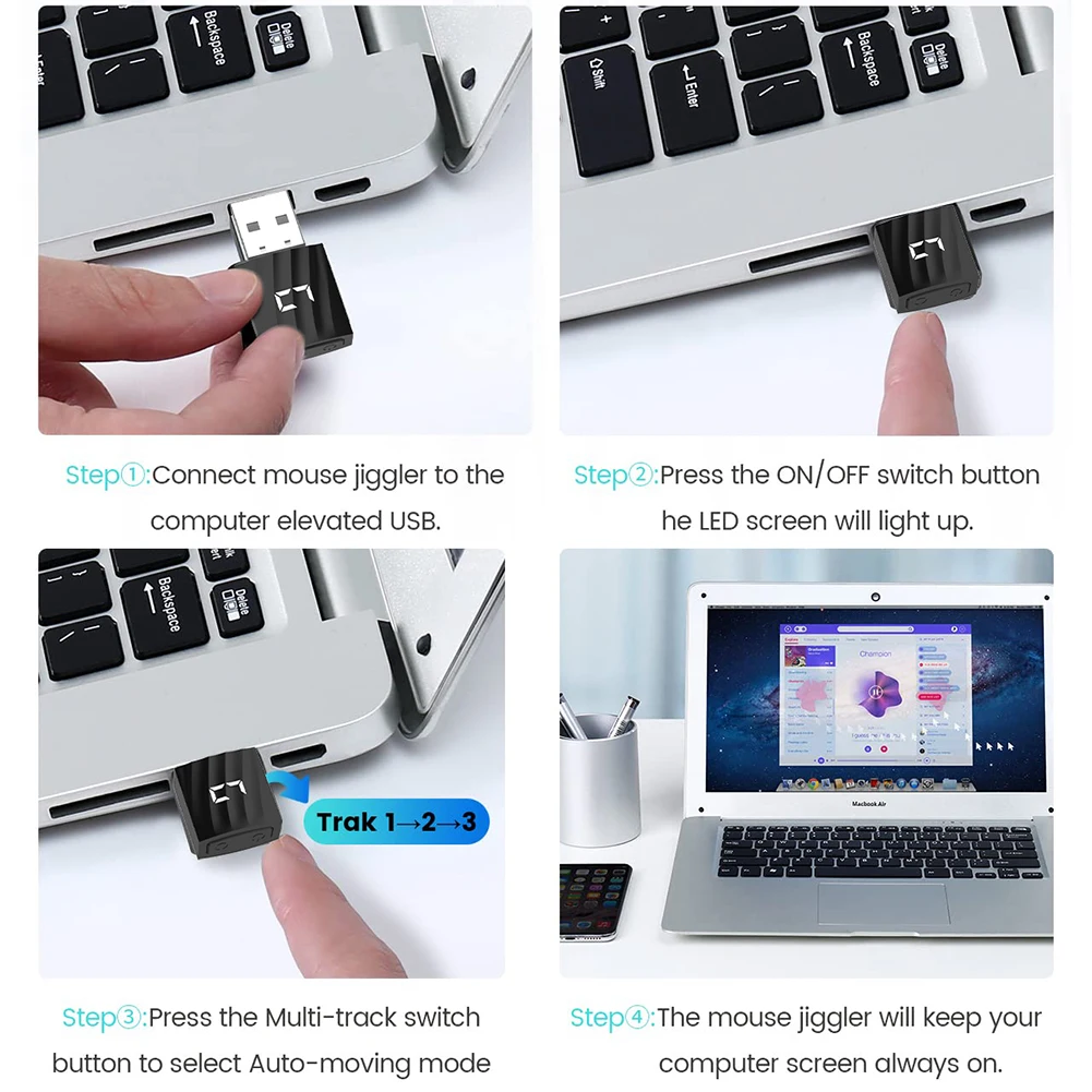 USB 자동 마우스 무버 디지털 디스플레이 마우스 이동 시뮬레이터 스위치/모드 단추 마우스 이동 장치 드라이버, 노트북용 무료