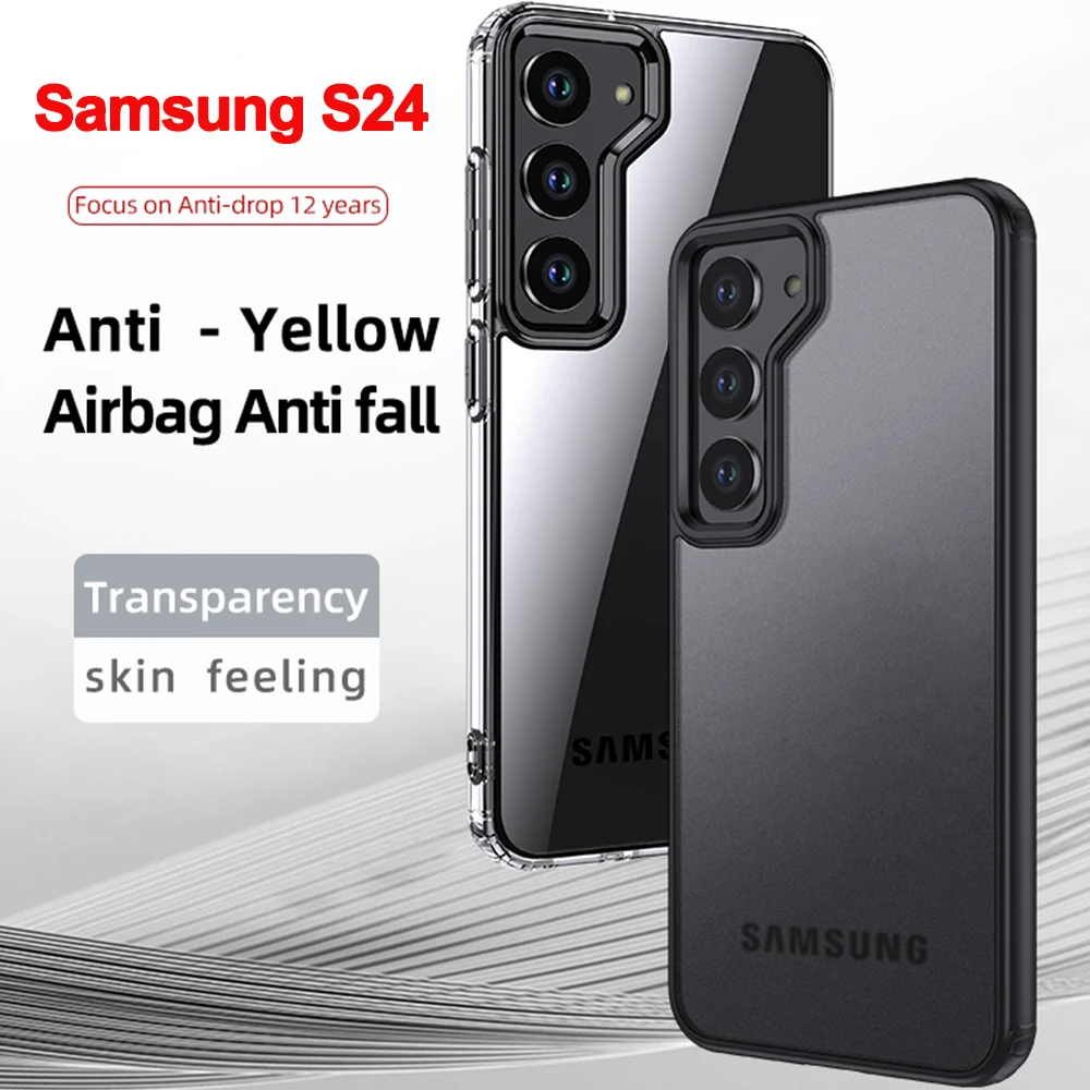 

Чехол для Samsung Galaxy A15, прозрачная задняя крышка, мягкая силиконовая рамка из ТПУ, матовая прозрачная твердая Противоударная подушка безопасности