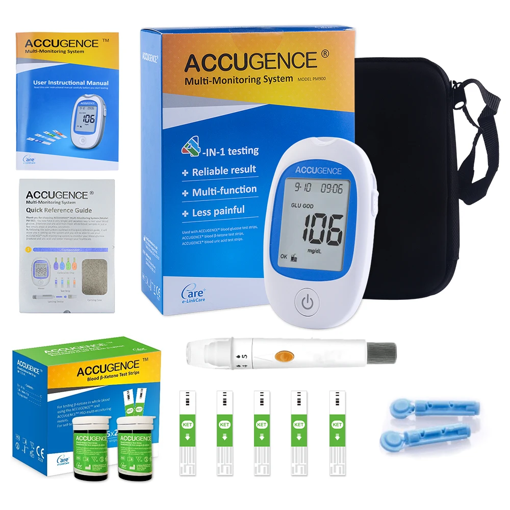Kit de medidor de cetonas en sangre de prueba rápida para dieta Keto,  Monitor de cetonas y tiras con lancetas, dieta Ketosis y cetogénica, 30  unidades