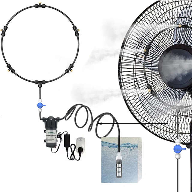 Hordozható Ködös Készlet Ventilátorokhoz 5Db Sárgaréz Sprinkler Fúvókák Mini Csendes 24 V -Os Szivattyúval - Image 2