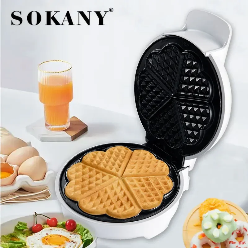 Waffle Maker - 5 Fette A Forma Di Cuore Antiaderente Elettrico Belga Waffle Maker,Waffle Makineleri,Waffle Iron,1000W