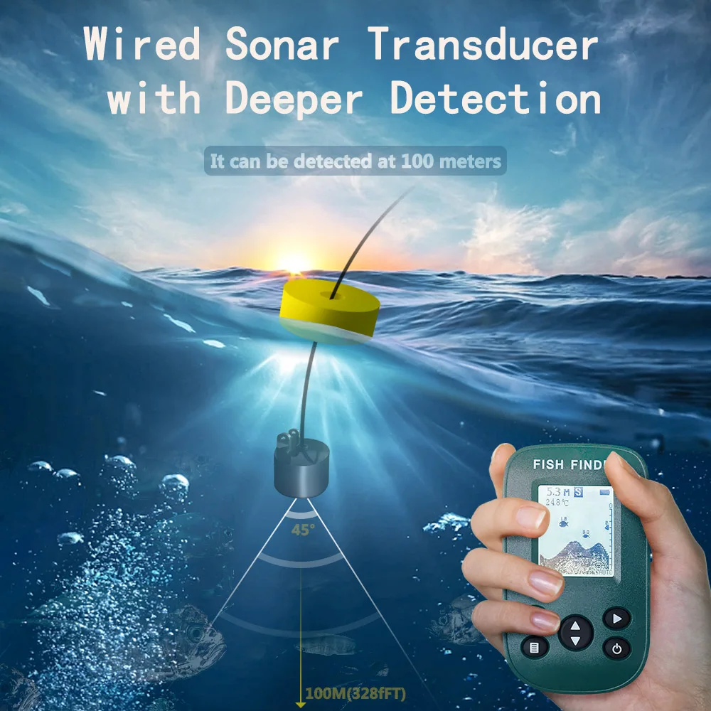 Fish Finder New smart portable Sonar Fishing lure Echo Sounder Alarm Transducer Lake Sea Fishing