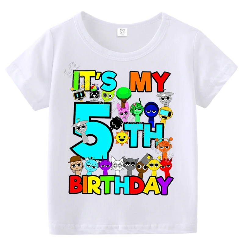 الصيف قصيرة الأكمام Sprunki Incredibox طباعة الأطفال تي شيرت الاطفال ملابس الفتيان الفتيات القطن تيز القمم هدايا حفلة عيد ميلاد