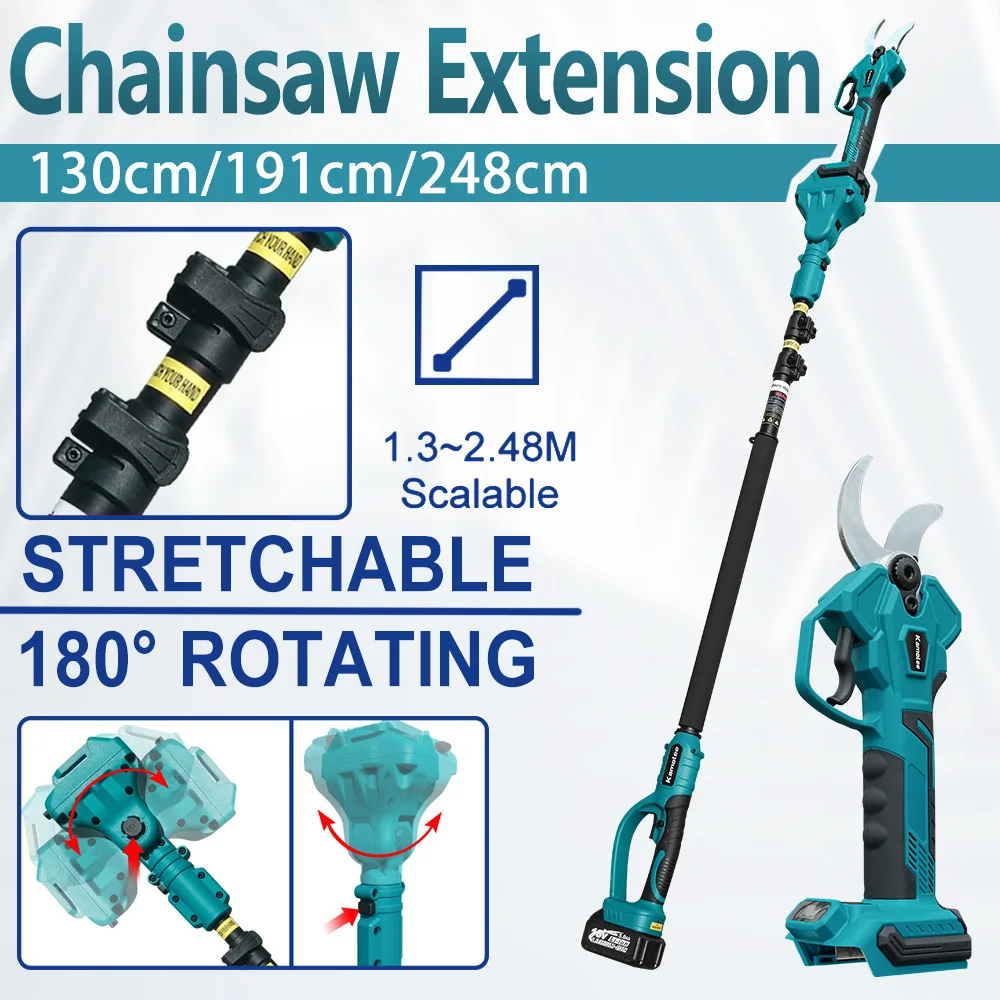 Kamolee 2.5 Meter Extension Bar for Power Scissors Cordless Chain Saw 6-inch/8-inch Hand Saw
