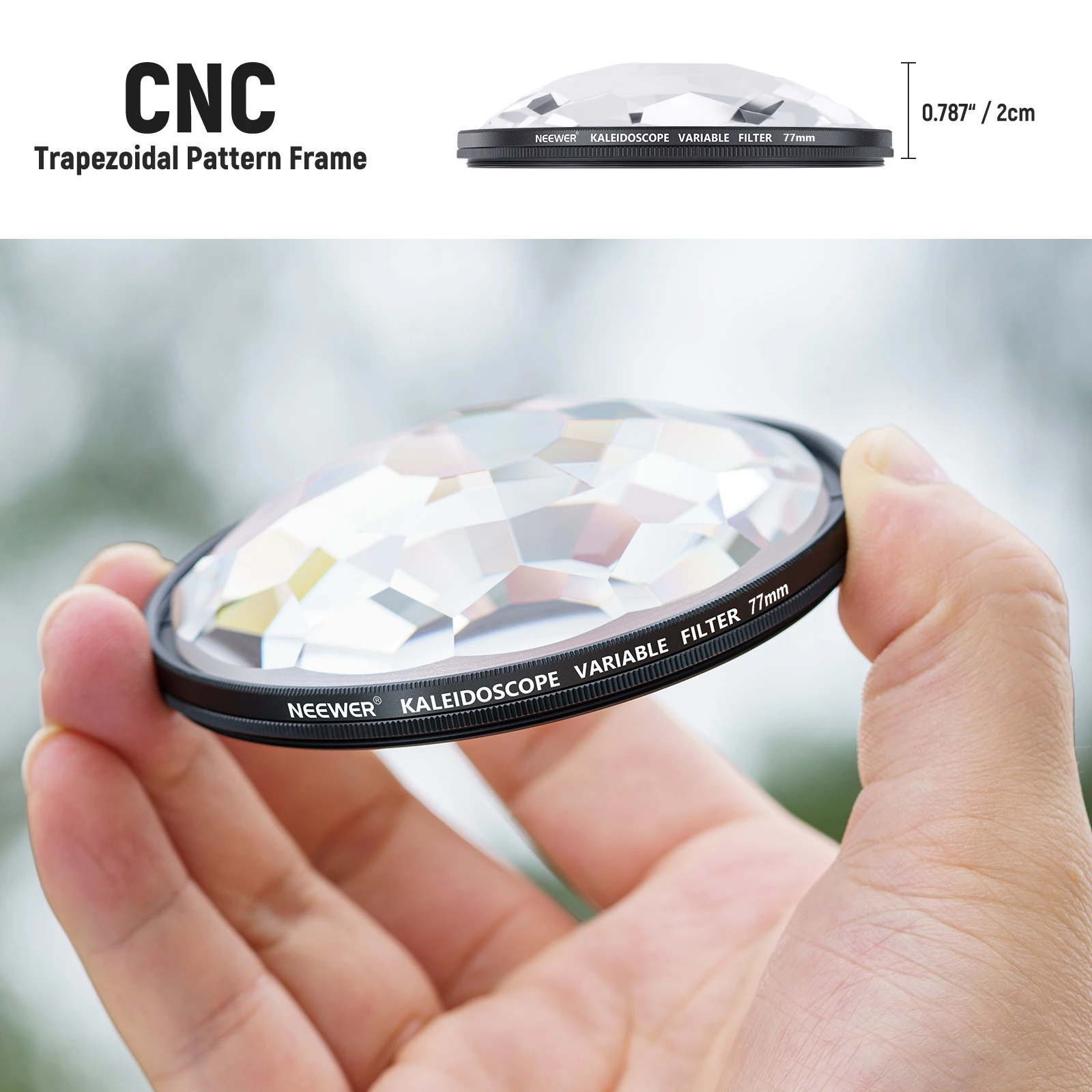 Kaleidoscope Prism Lens Filter, Photography Prism Crystal Glass Effect Filter wi