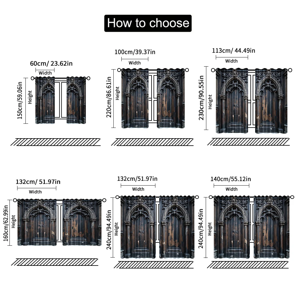 2pcs,%202D%20flat%20printing%20Scene%20Curtain%20Ornate%20Carved%20Wooden%20Doors%20Artwork%20Versatile%20Polyester%20Fabric,Without%20Electricity%20Wall%20-%20Image%204
