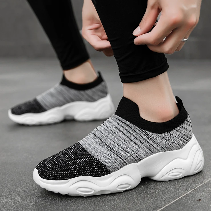 Women Men Sneakers Breathable Low Top Casual Shoes Camouflage Mesh Sock Shoes Outdoor Running Shoes Slip on Plus Size 35-48