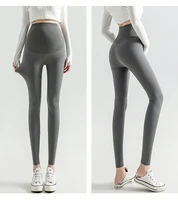 Spring High Waist Pregnant Women Shark Skin Leggings Black Grey Ankle-Length Maternity Skinny Pants Stretched Pregnancy Trousers 1