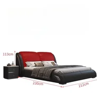 Lit double noir moderne de style italien pour chambre principale, lit de mariage luxueux, accessoires de maison et meubles de chambre 5