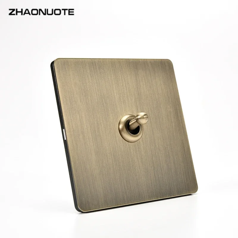 

Retro 86 Type Green Bronze Brushed Antique Metal Lever 1-4 Gang 2 Way Wall Light Toggle Switch Stainless Steel Panel