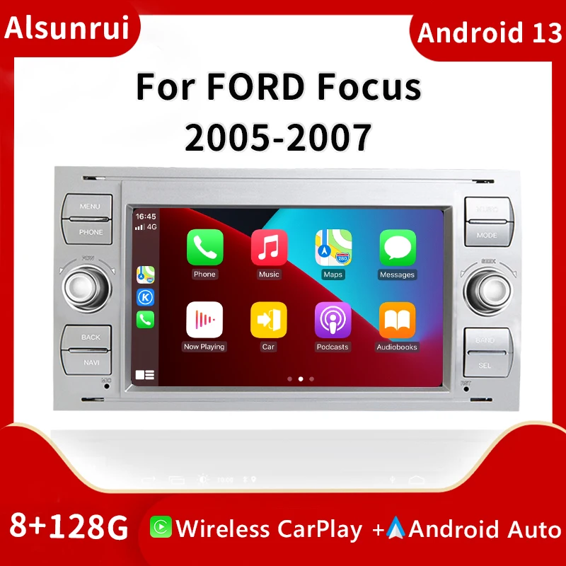 

Беспроводная Автомагнитола CarplayAutoRadio 2Din Android 13 для Ford Focus 2 Ford Fiesta Mondeo 4 C-Max S-Max FusionTransit Kuga, стерео Мультимедиа