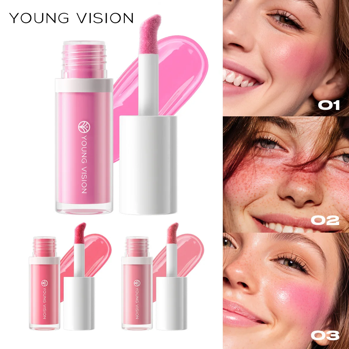 YOUNG VISION 3 Matte color Liquid Blush Moisturizing Brightening Rouge Blush Modified Contour to Brighten Skin Tone