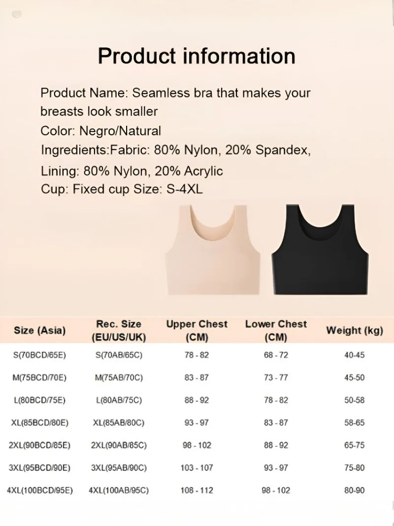 Women's Large Breasts Underwear Wide Shoulder Invisible Corset Antibump Thin Underwear Full Cup Vest Traceless Bra with Bra Pads 6