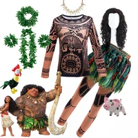 Moana 2 Character Maui Clothes Tattoo Pants Boys Costume Kids Cosplay Birthday Carnival Set Girls Vaiana Dress Adventure Costume
