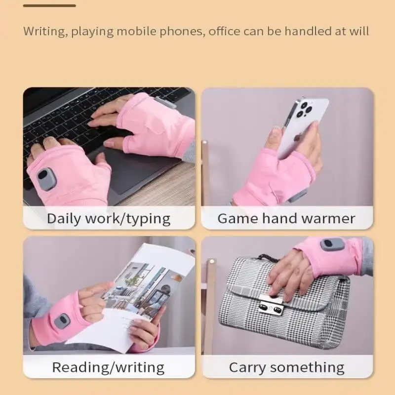Smart Thermostatic Heated Fingerless Gloves Rechargeable Heated Gloves 360° Warm Gloves Winter Windproof Outdoor Hiking Cycling 6