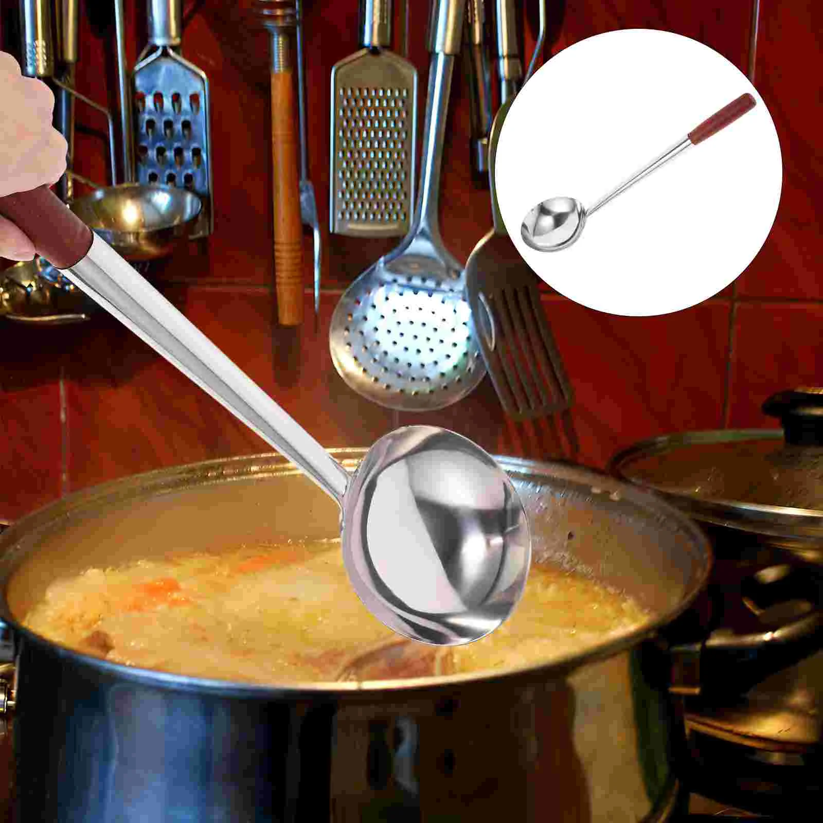 Chinese Ladle Large Cooking Spoon Stainless Steel Frying Wok Serving Spoons for Parties Rice