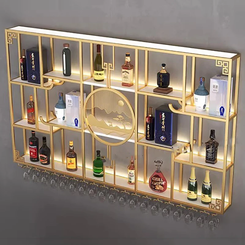 

Salon Wall Mounted Bar Cabinet Display Liquor Whisky Unique Cellar Wine Cabinets Shelf Club Armario Para Vinos Kitchen Furniture