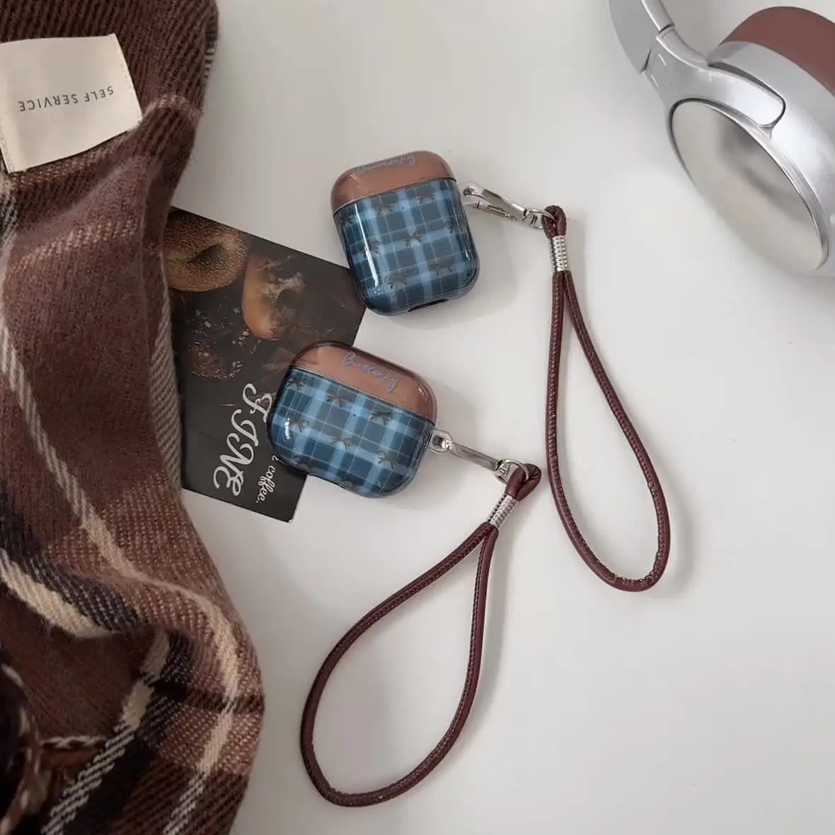 Мягкие чехлы для наушников Bluetooth с решетчатой сеткой и бантом AirPods 4 ANC 1 2 3 Pro