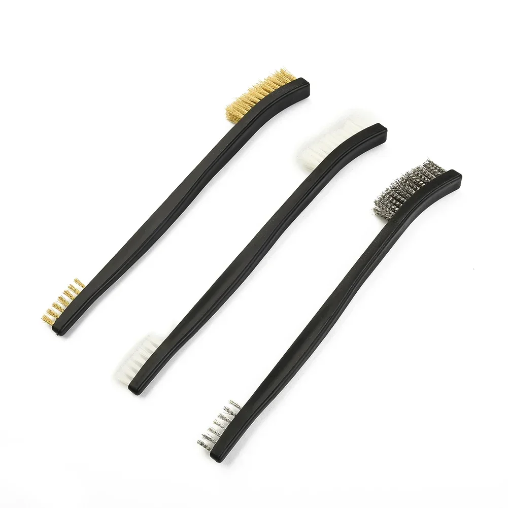 5pcs Double Head Wire Brush Set Steel Brass Nylon Cleaning Polishing Metal Rust Double Headed Rust Removal And Cleaning Brush 6