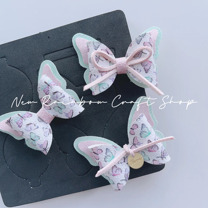 6cm Butterfly Hairbow Wooden Cutting Die can cut glitter non woven Leatherette