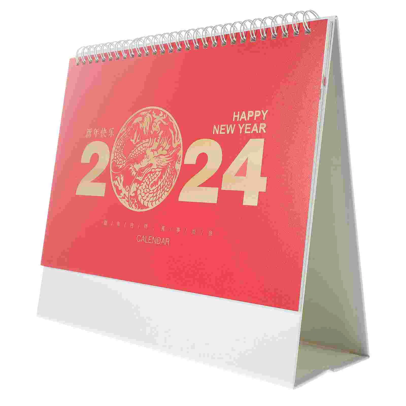 Year of The Dragon Desk Calendar Light House Decorations for Home Portable Month 6 12pcs color random helicopter balloon portable outdoor playing flying ballon toy kids gift decorations party supplies