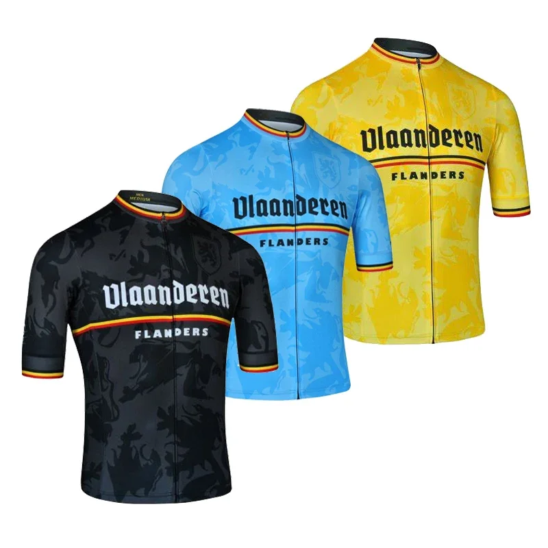 Flanders Cycling Jersey Men Short Sleeve Ropa Ciclismo Triathlon Bike Wear Clothing Mtb Jerseys Cajastur