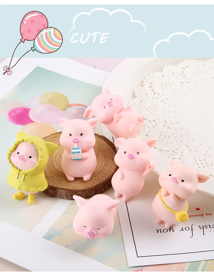 Resin craftwork pigs miniatures Simulation animal fairy garden miniatures  Lovely Mini Pig Figurines home decoration accessories - AliExpress