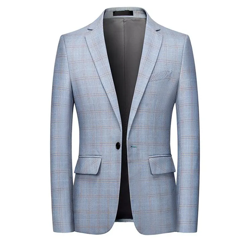 

2023 Spring New Men's Simple Plaid Business Suit/Male Slim Fit Groom To Get Married Dress Blazers/Man Casual Jacket