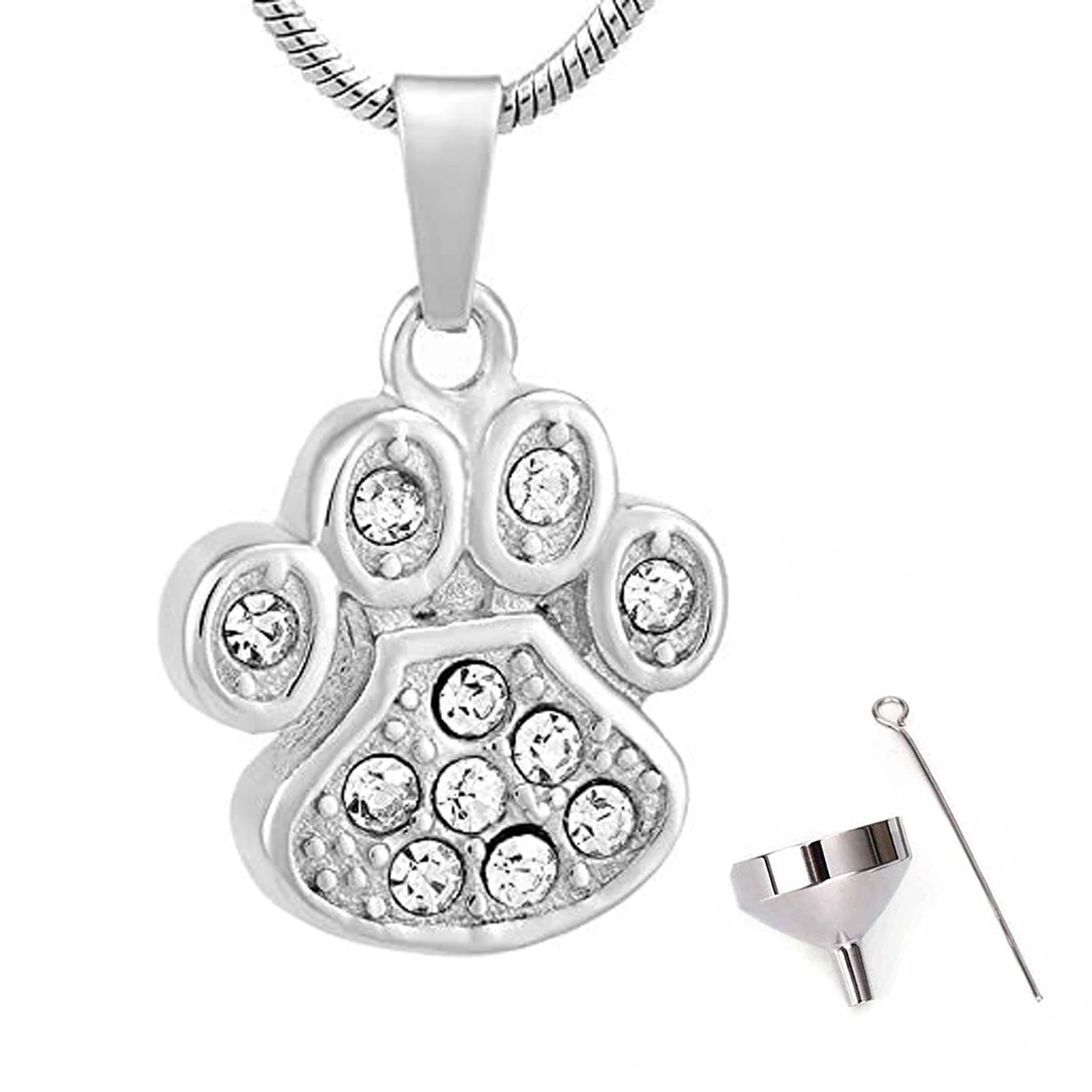 Minicremation Pet Memorial Necklace – Paw Print Cremation Jewelry For Ashes, Customizable Text, No Gemstone