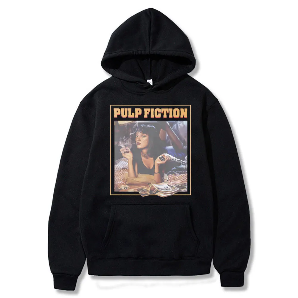 

Classic Vintage Movies Quentin Tarantino Pulp Fiction Graphic Hoodie Men Women Casual Oversized Sweatshirt Male Retro Hoodies