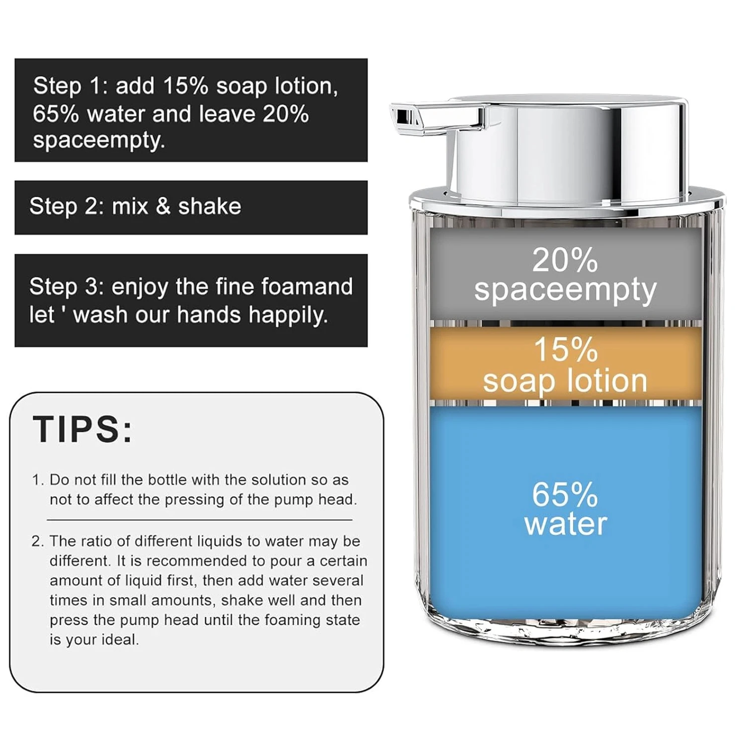 Hands Foaming Soap Dispenser for Bathroom Liquid Soap Mousse Bottle Refillable Kitchen Push-type Dish Soap Container