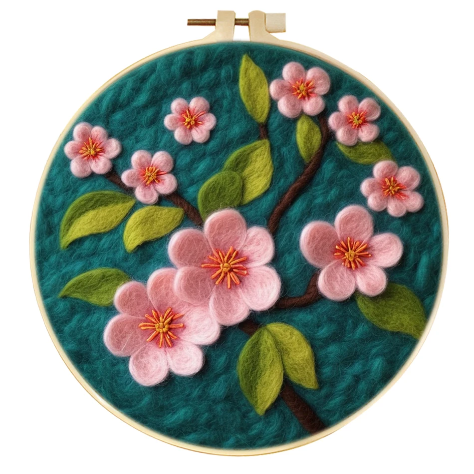 RUOPOTY 1 Pack Needle Felting Wool Lotus Flowers Wool Needle Felt Painting For Adults Kits Wool Felting Yarn Supplies Diy Craft