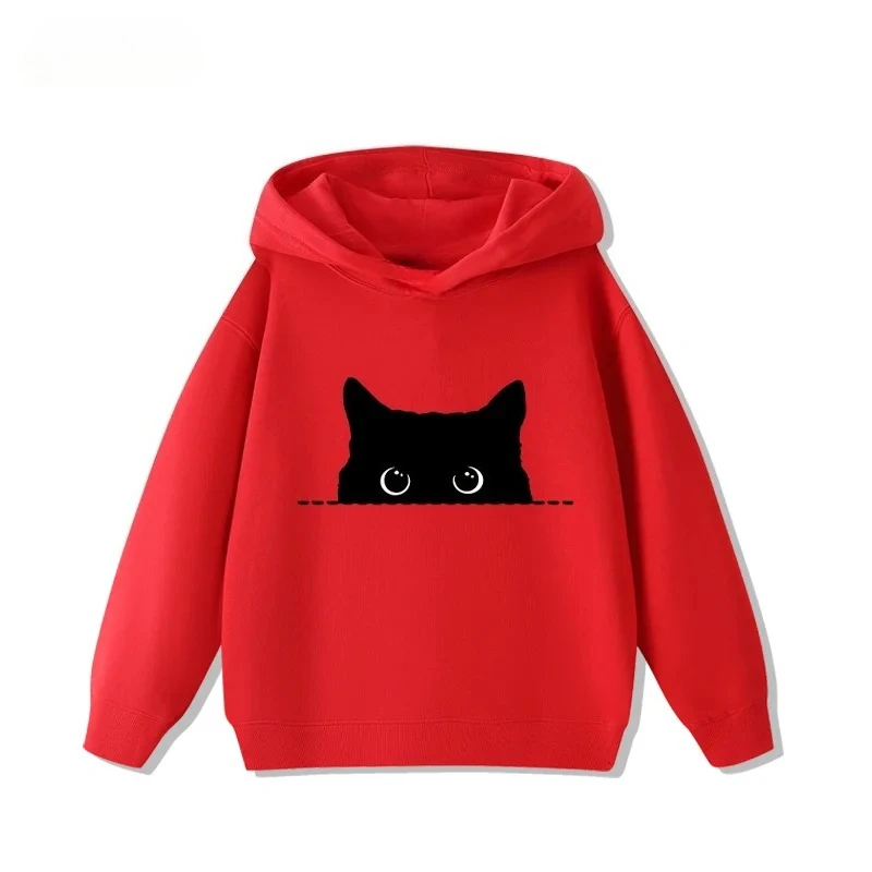 أزياء بسيطة القط طباعة بنين بنات عارضة لطيف البلوز الأطفال مريحة البلوز أنيمي هوديي سوداديراس