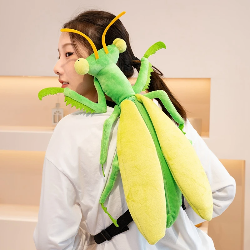 Hot Simulation Funny Creative Cartoon Insect Cicada Beetle Bee Ladybug Mantis Plush Doll Backpack Toy Gift For Boys And Girls
