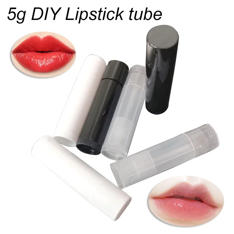 100Pcs 5g Lipstick Tube Empty Lip Gloss Tubes Cosmetic Lip Balm Containers DIY Lipstick Jars Balm Tube Cap Travel Makeup Tools ta mingren small watch lipstick storage box women gift pu leather travel jewelry organizer