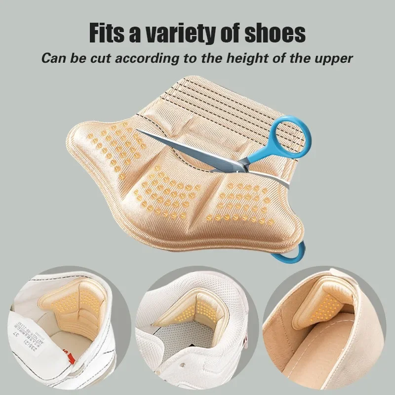 5D Cuttable Foam Heel Pad High Heels Non-slip Thick Insole Relieve Pain Shoe Pads Comfortable Heel Patch High Elasticity Cushion