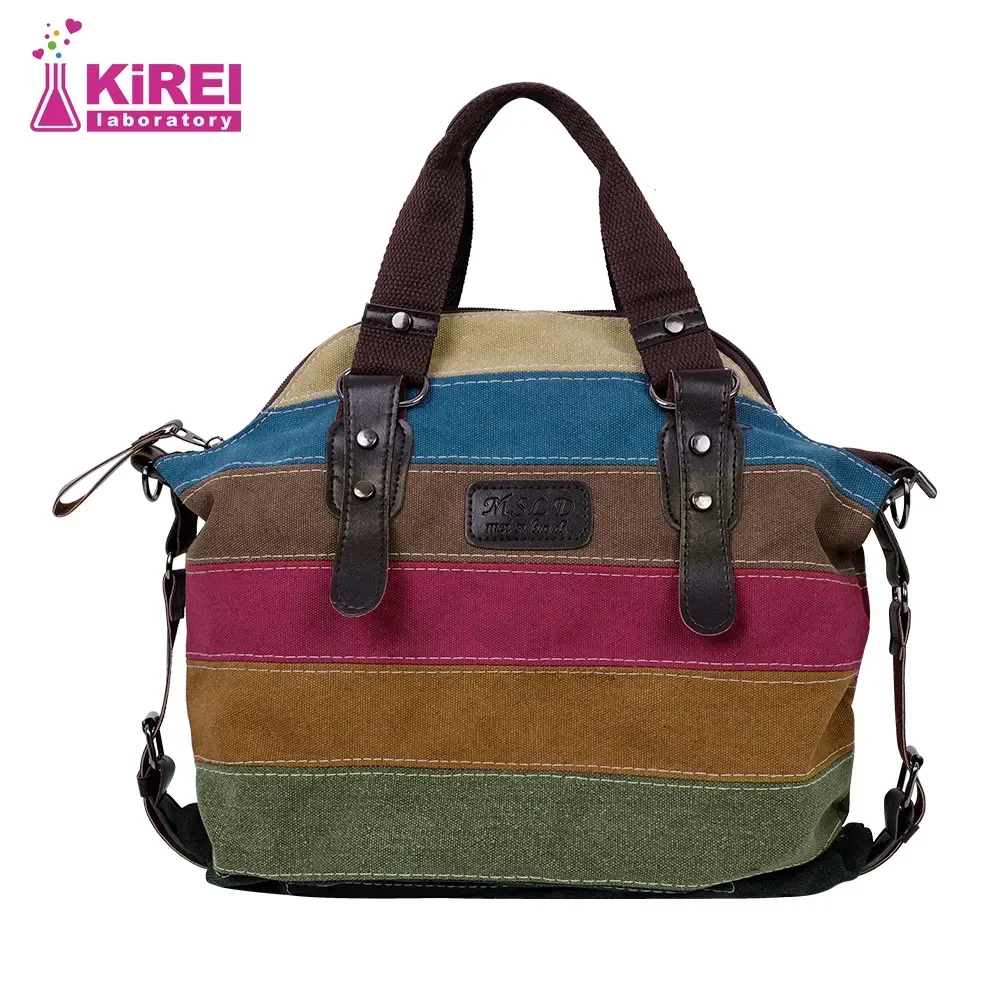 

Canvas 2023 Travel Bag Fashion Messenger Ladies Shoulder Patchwork Capacity Bag Handbag Rainbow Large One